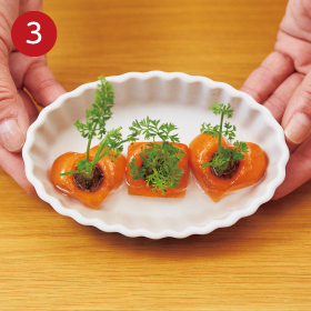 Lesson2 再生した葉はやわらかく栄養も◎ 人参や大根の軸を使って再生しよう_手順3