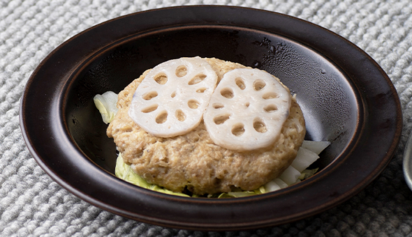 蓮根つくねのレンジ蒸し