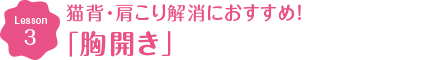 Lesson3 猫背・肩こり解消におすすめ！ 胸開き