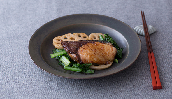 れんこんとブリのバルサミコ焼き