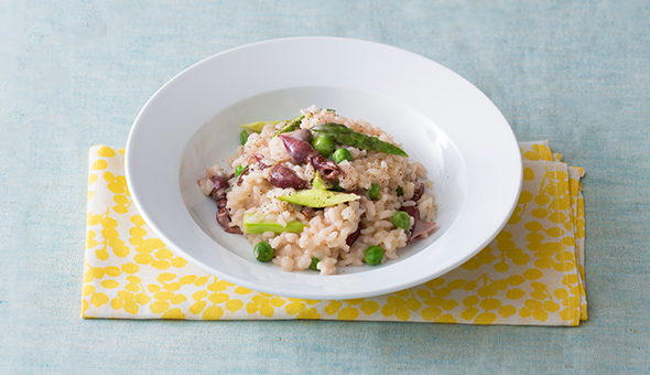 ホタルイカと春野菜のリゾット