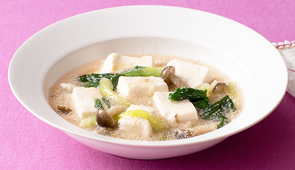 豆腐ときのこのたらこあんかけ