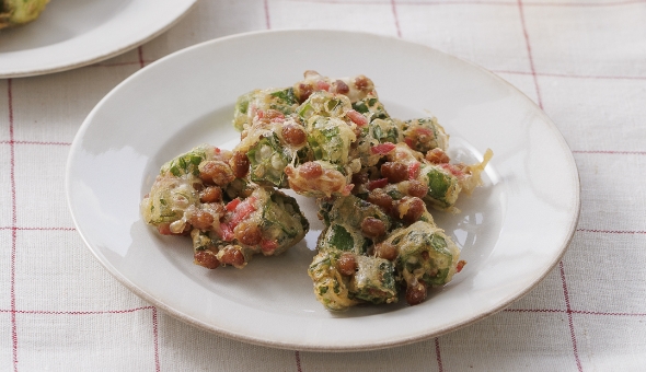 納豆とオクラのかき揚げ