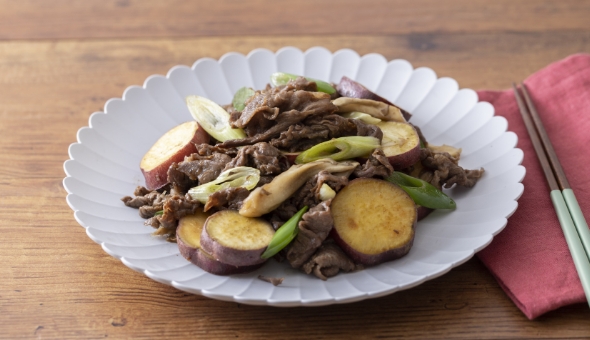 さつまいもと牛肉の炒め煮